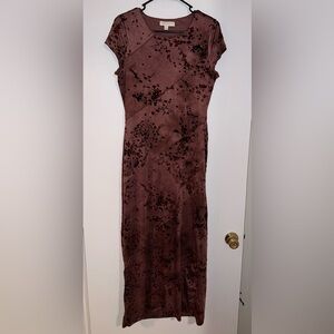 Elegant Brown Floral Maxi Dress